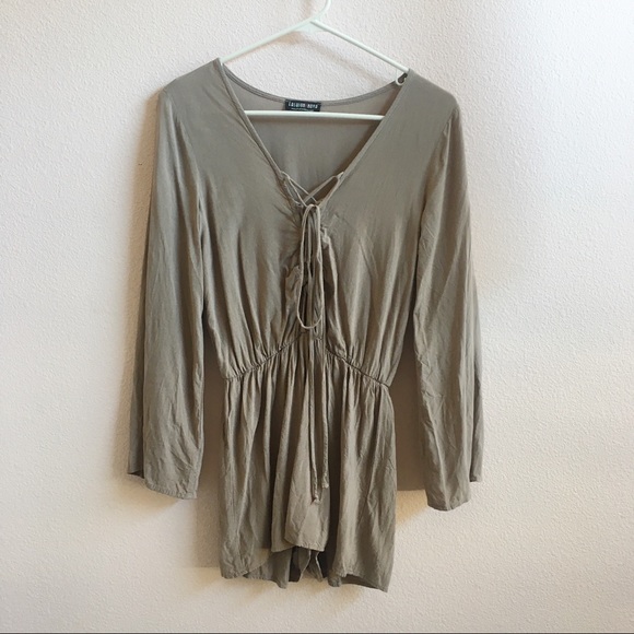 Fashion Nova Pants - 🌟Fashion Nova taupe lace-up playsuit